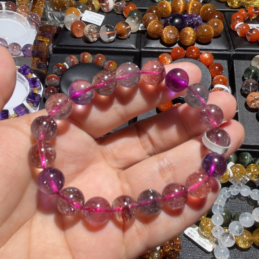 水晶手链未镶嵌桃*沐超七9.6mm左右