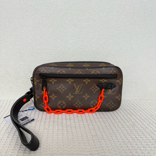 99新 LouisVuitton/路易威登  97新/6175经典芯片款棕花链条手拿