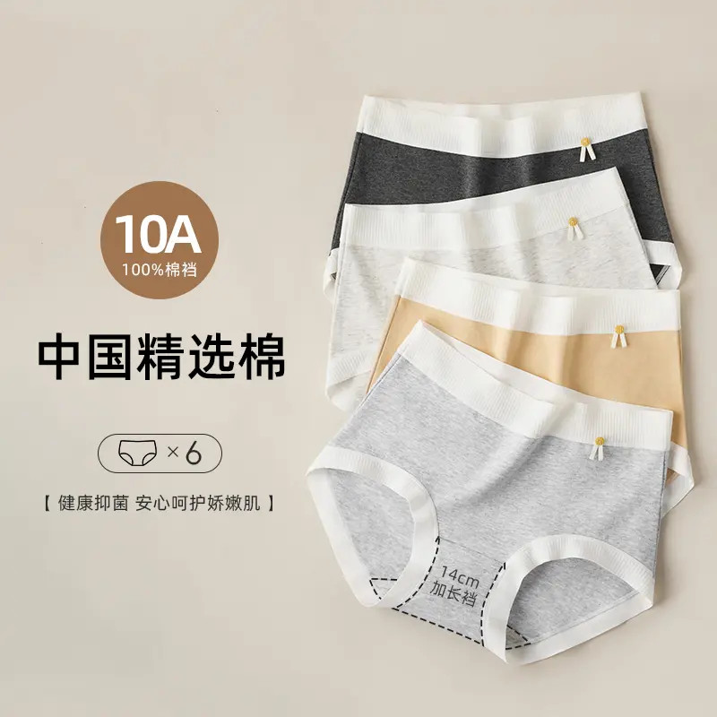 纯棉中高腰女10A抗菌底档运动风透气短裤女士内裤T-5276