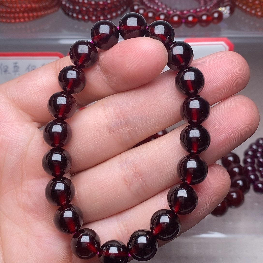 石榴石手链未镶嵌卡10酒红净体高品质单圈