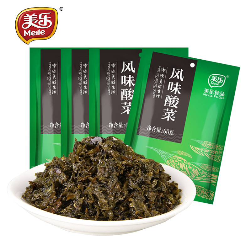 美乐60g原味酸菜4袋四川熟制菜拌面拌饭炒饭蛋汤出差便携袋装即食