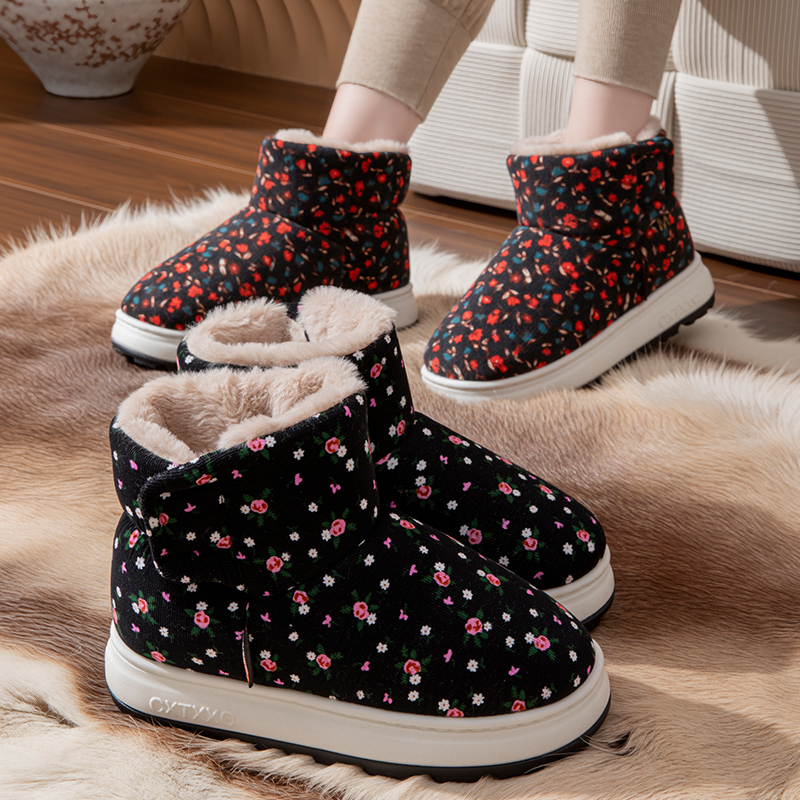 冬季女士男士居家室内外穿加绒加厚保暖雪地靴厚底防滑保暖棉鞋