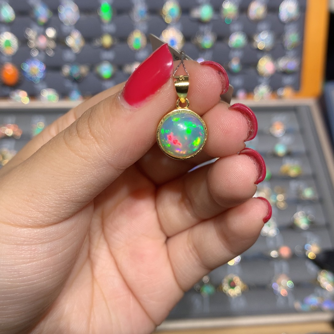 银S925镶嵌欧泊欧泊吊坠l