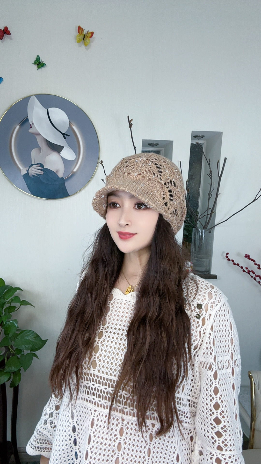 （多种戴法）2025秋冬季新款遮白发时尚休闲镂空洋气堆堆蓓蕾帽2569