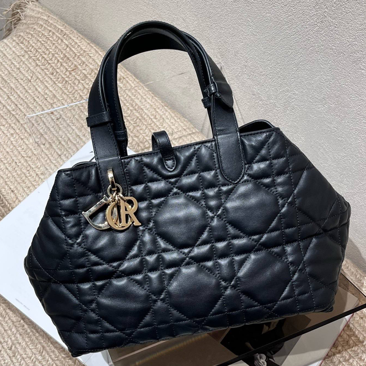 99新 DIOR/迪奥 黑金Toujours托特中号