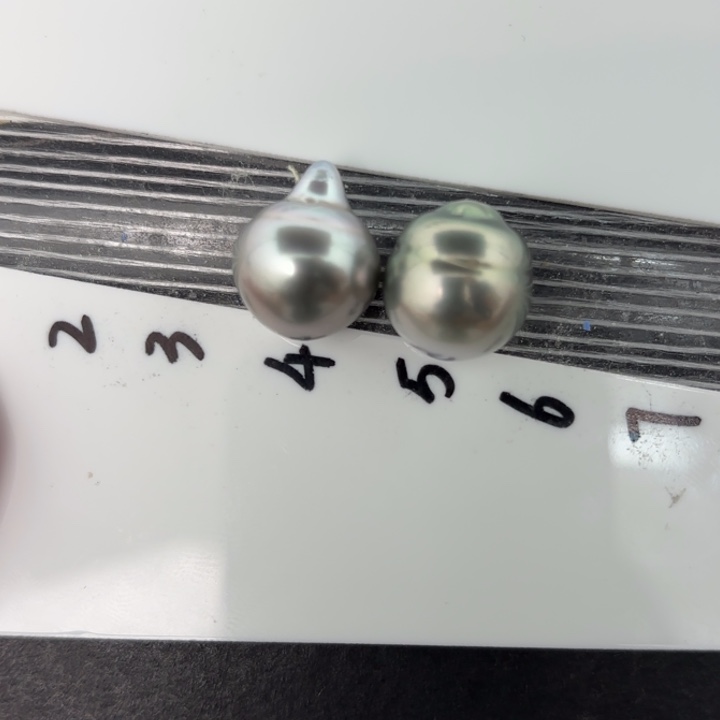 定制海水珍珠未镶嵌裸珠13-14铂金灰裸珠两颗