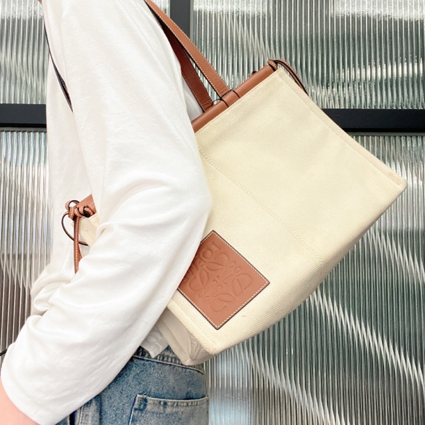 95新 LOEWE/罗意威 【涛】03 0534 帆布拼皮单肩包