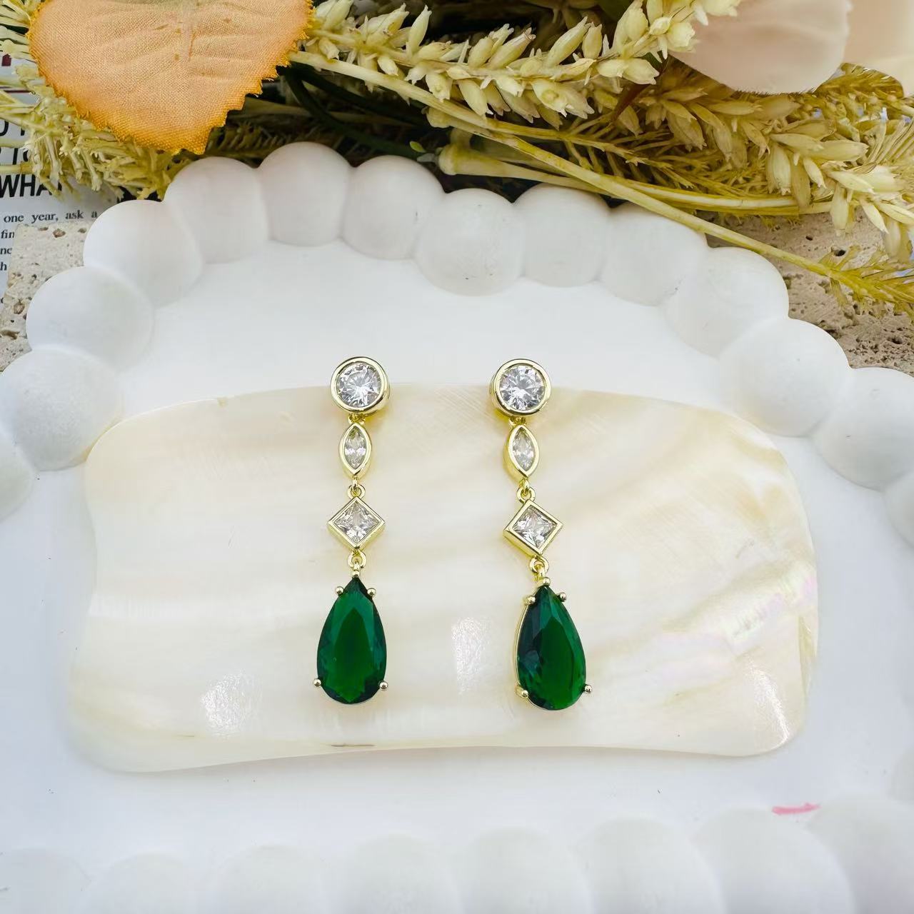 铜合金合成锆石耳饰 小众设计p215耳钉