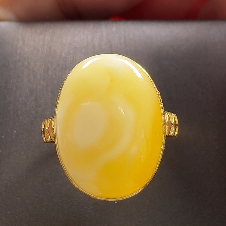 蜜蜡银S925镶嵌戒指戒指