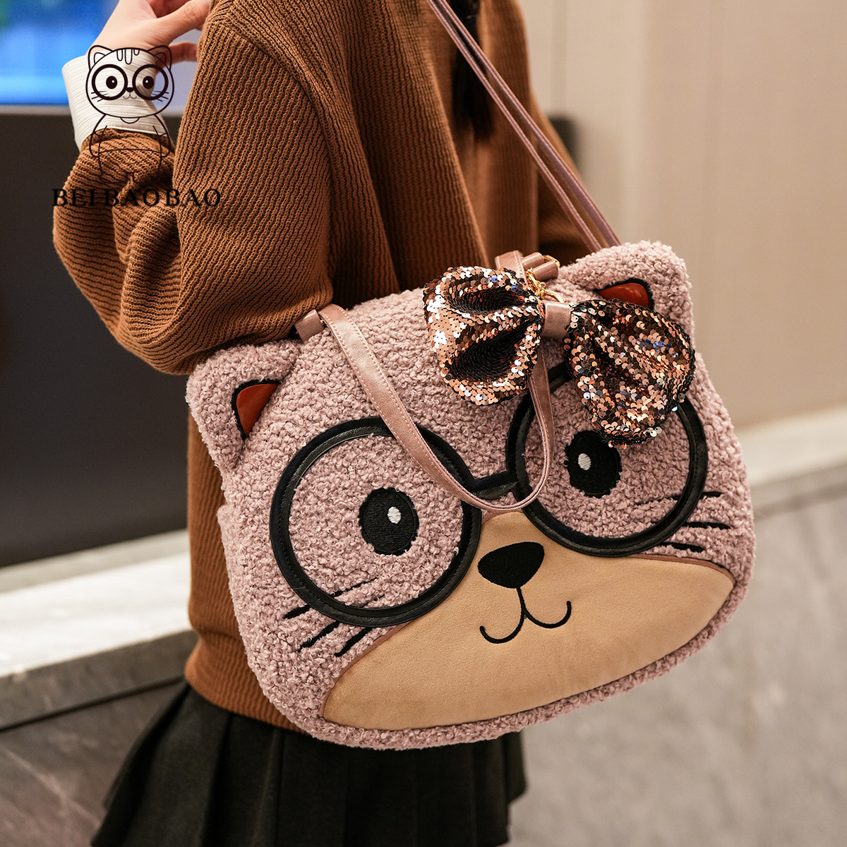 2025冬新款原创可爱风猫咪大容量都市简约8813