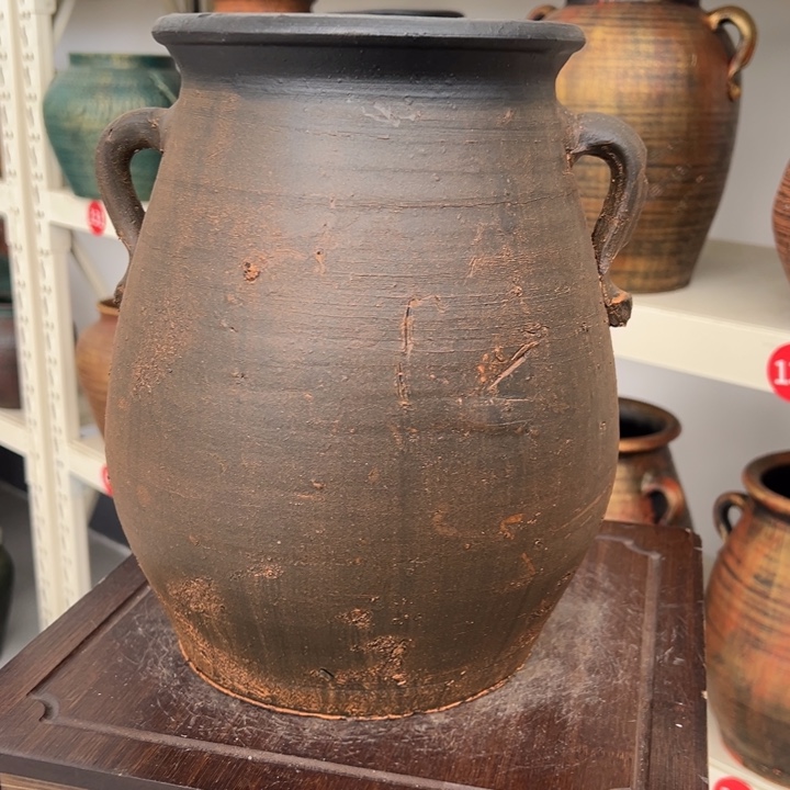 19.9-1瑕疵高28口17土黄双耳