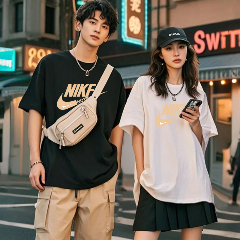 017联名款潮牌T恤男女同款时尚百搭圆领印花t恤短袖黄NO1