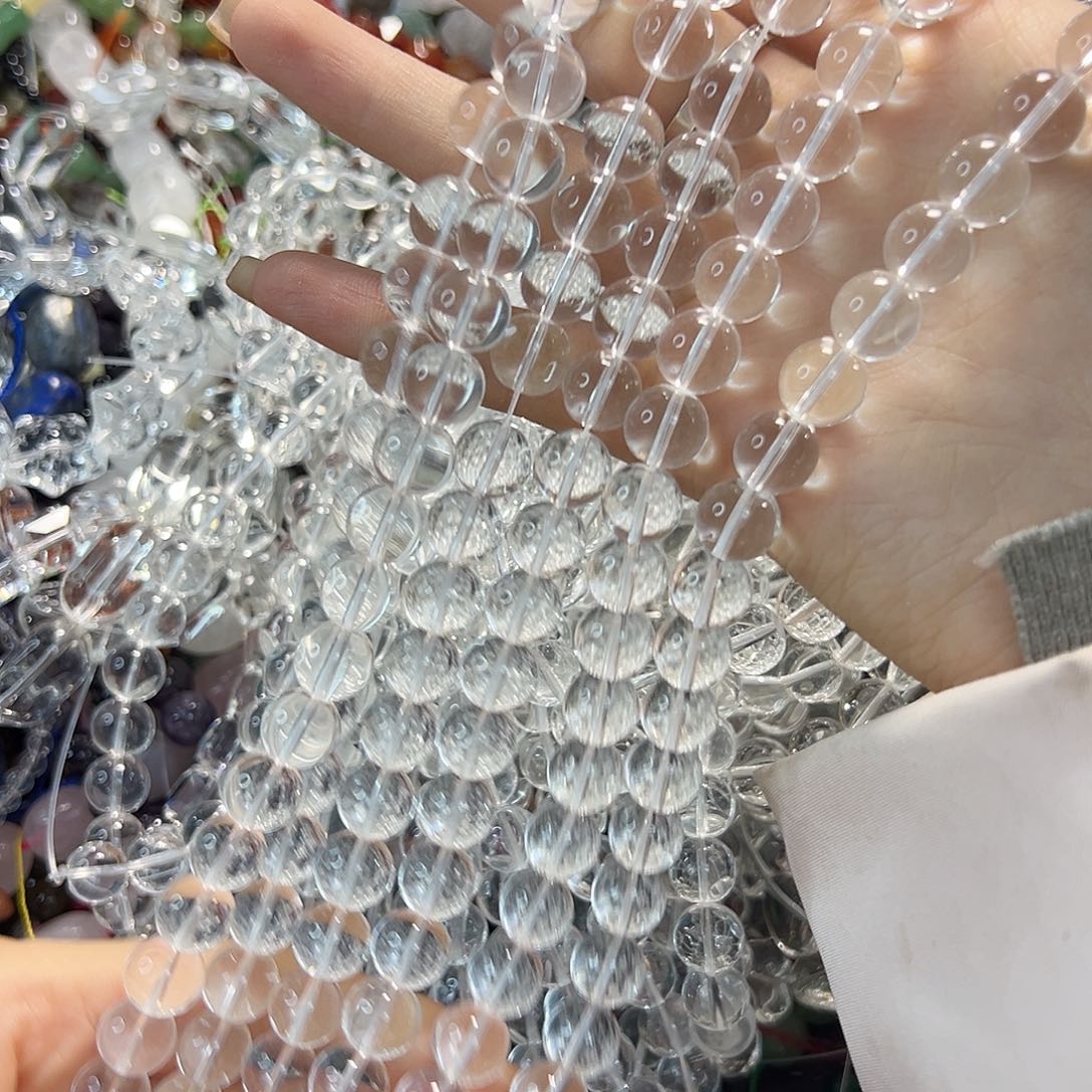 玛瑙/玉髓未镶嵌珠宝半成品压电白水隔珠卡10一条