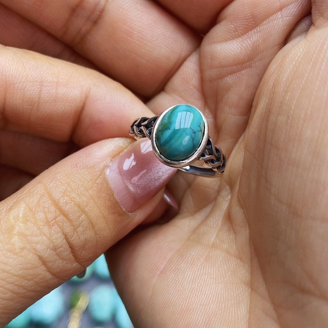 绿松石戒指银S925镶嵌