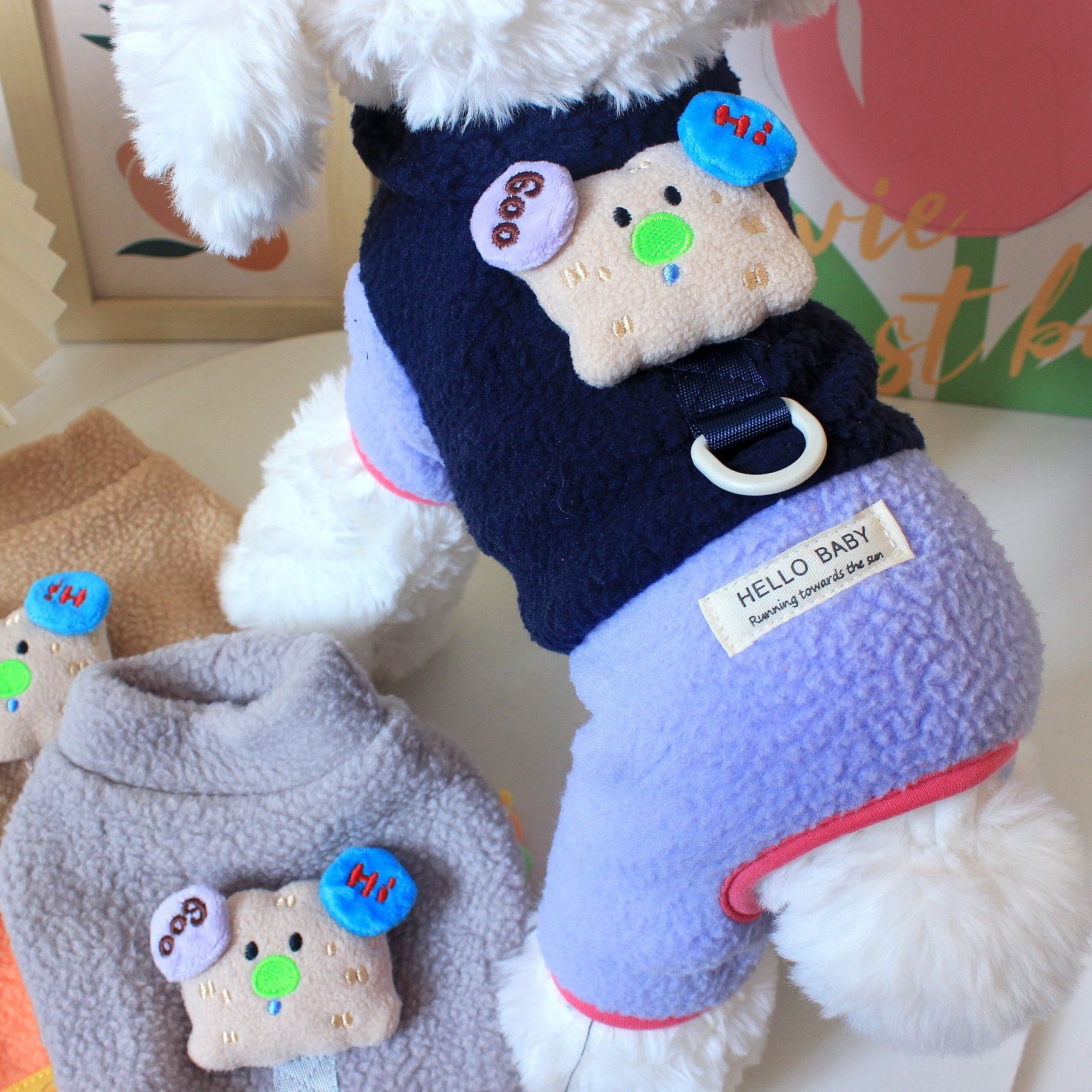 狗狗衣服保暖秋冬装宠物服装秋冬季羊羔绒拼色四腿可牵引绒衣