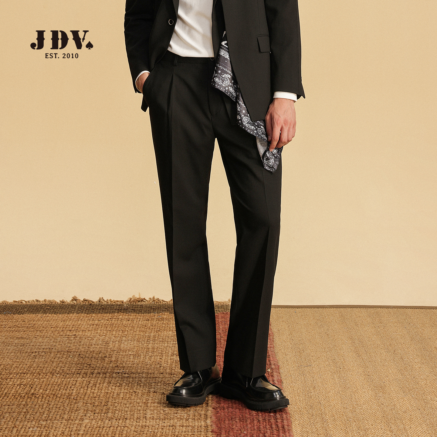J.D.V长裤男直筒型纯色商务休闲阔腿裤黑色西装裤百搭裤子SPW4066