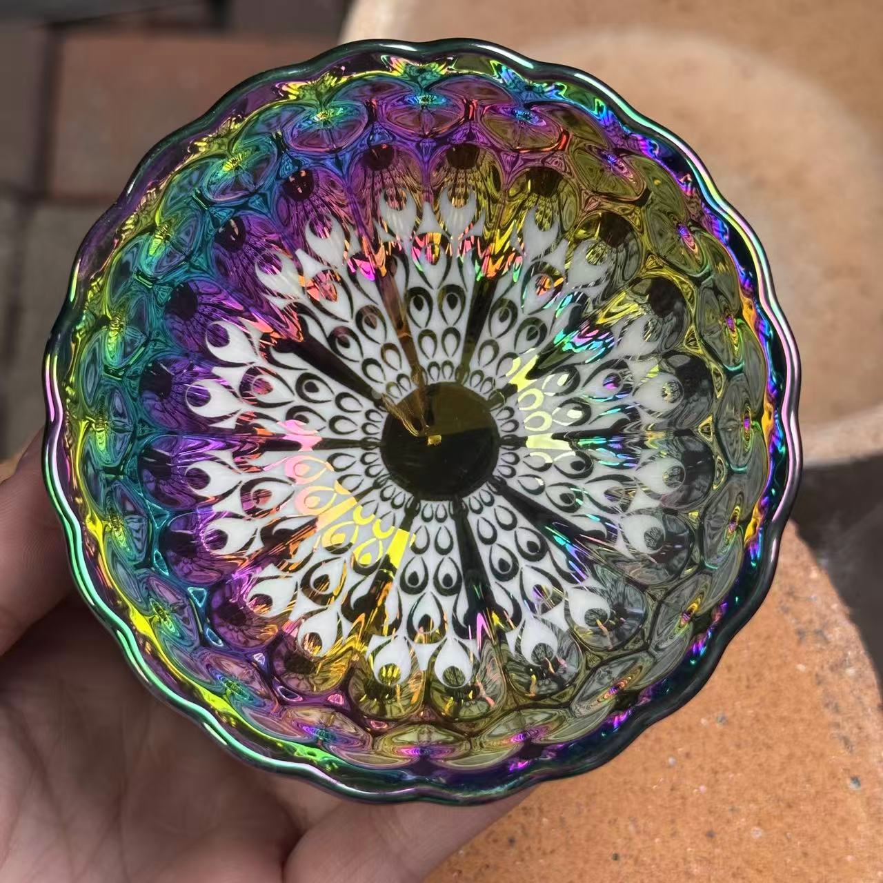 手工茶器 七彩全彩【太阳花】裸杯