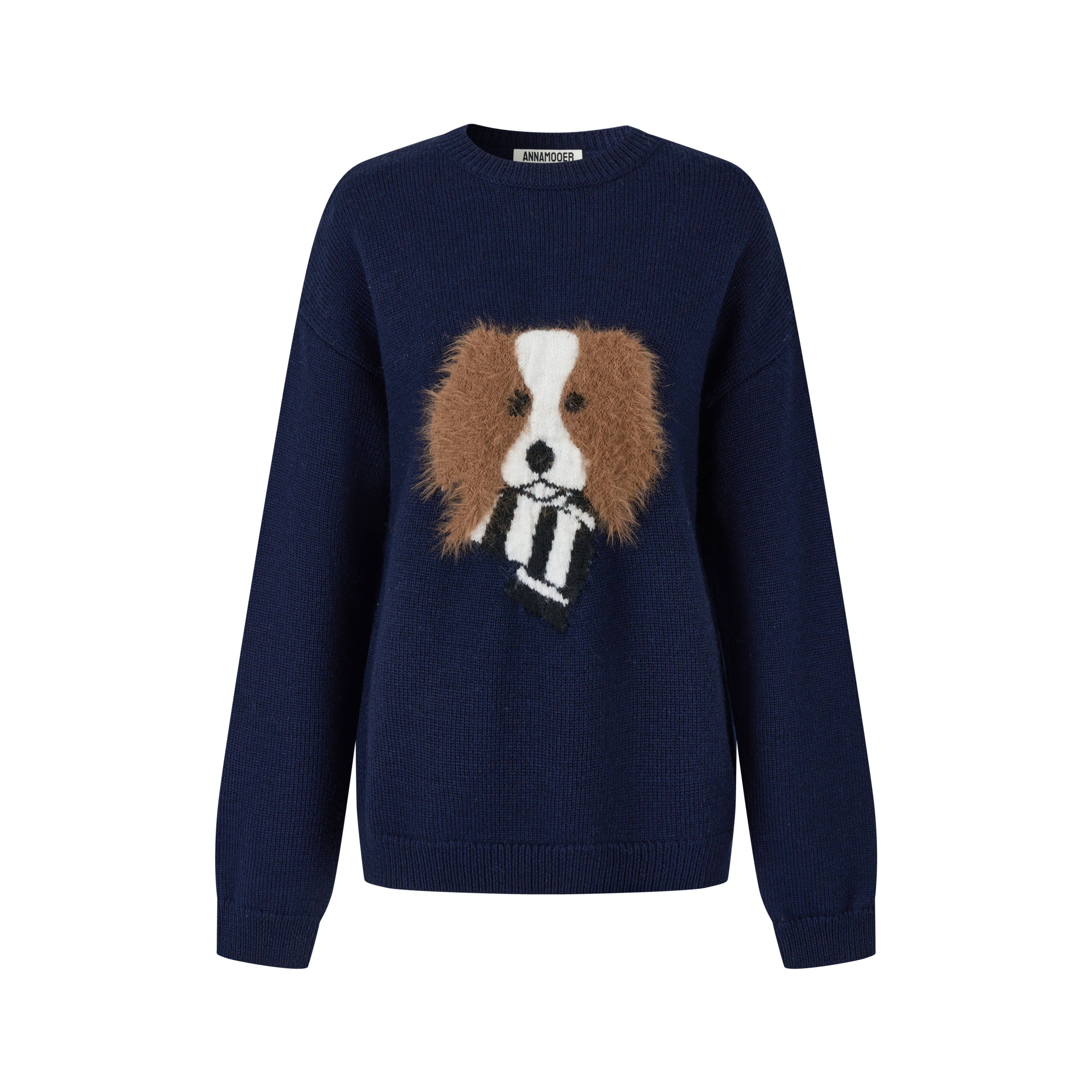 【ANNAMOOER】25秋冬新款小狗刺绣针织毛衣