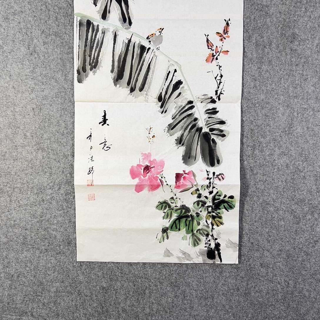 国画315 花鸟在树丛的顶端鸣叫叫声中