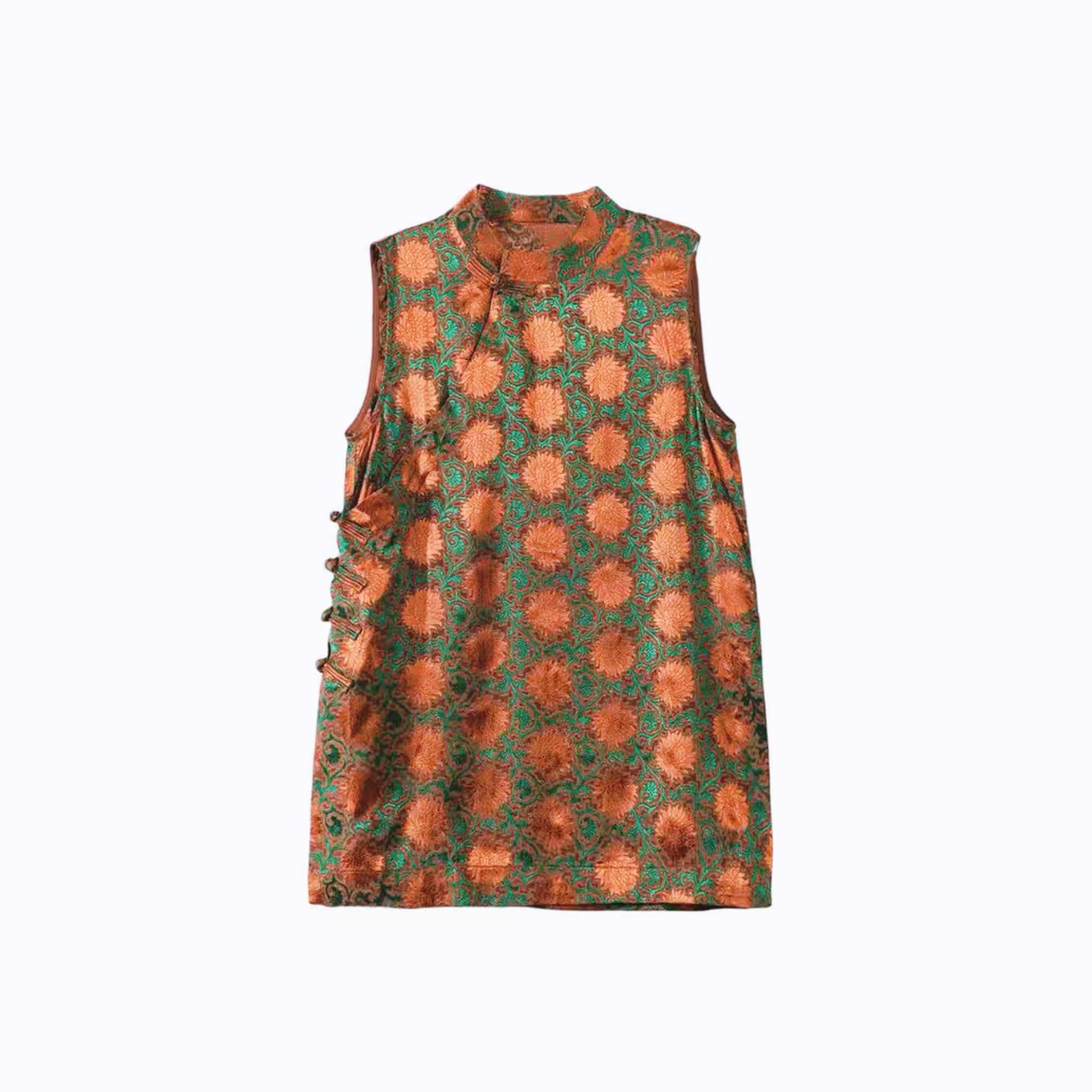 MC 桑蚕丝香云纱剪花双色球花新中式国风老钱风中长款上衣女