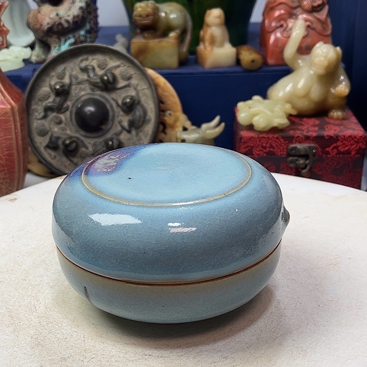 摆件钧窑粉盒瓷器摆件1