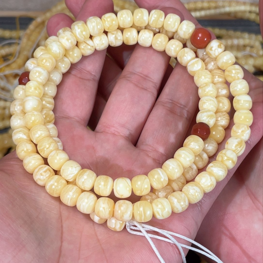 蜜蜡裸石未镶嵌蜜蜡佛珠8mm