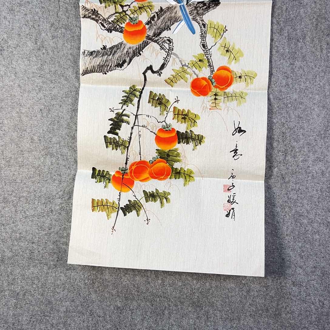 国画456 花鸟在树丛的顶端鸣叫叫声响