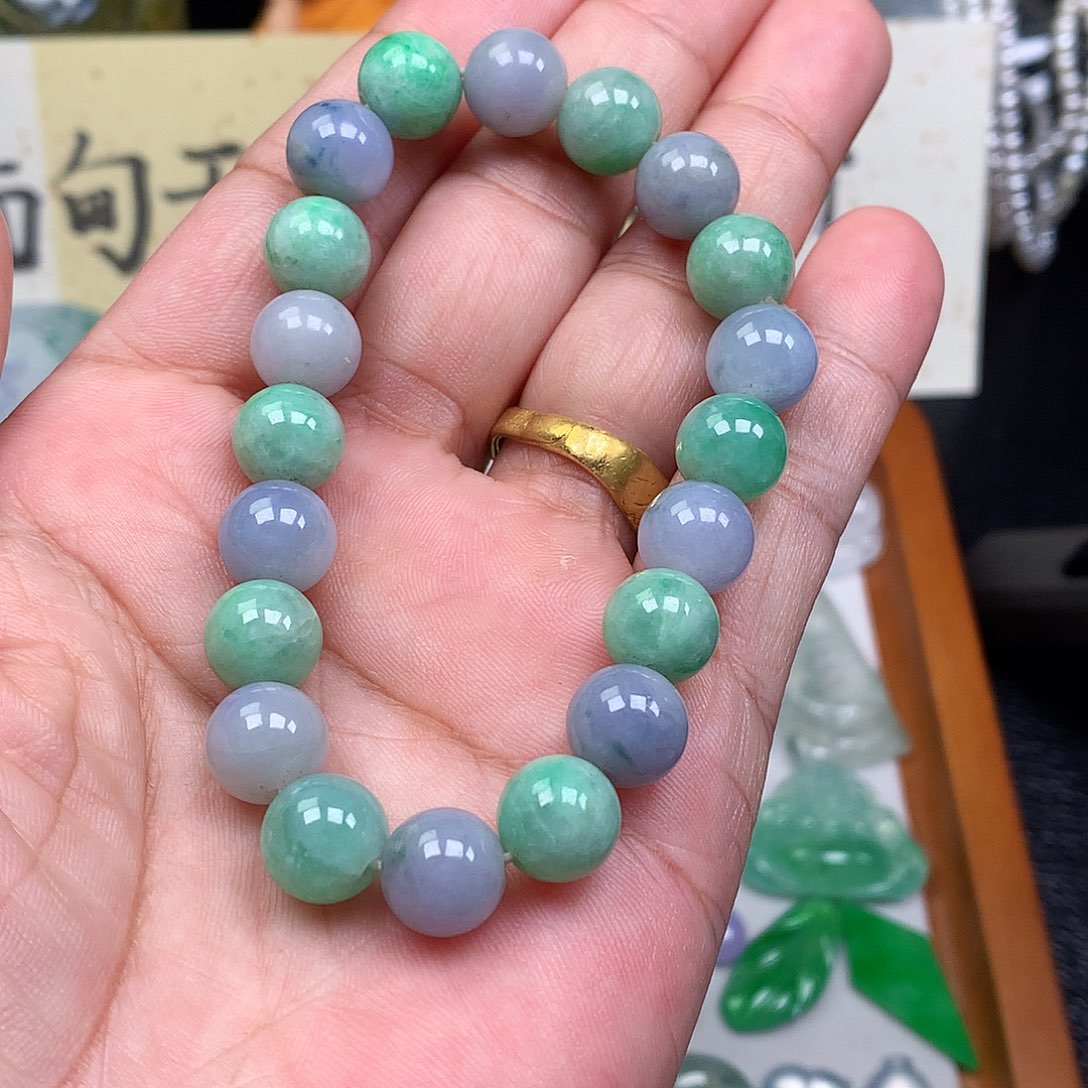 翡翠裸石缅甸天然A货翡翠冰种手串