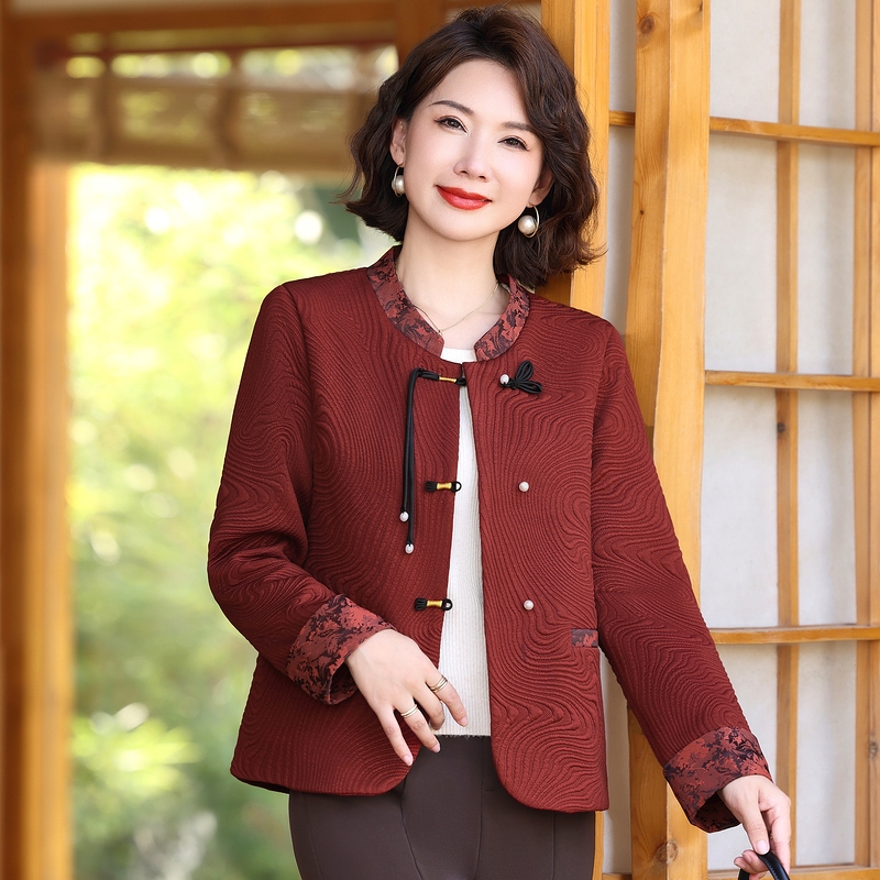 妈妈春装气质国风外套新款洋气中老年女装春秋中年衣服新中式上衣