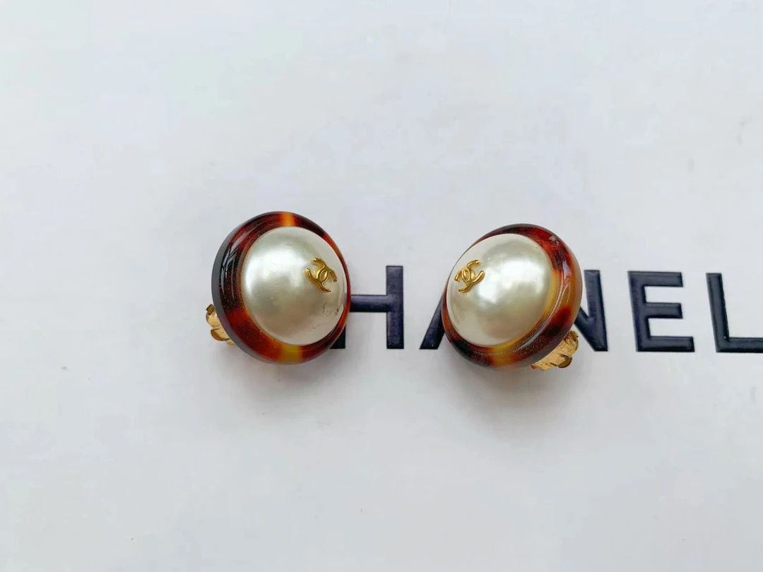 95新 Chanel/香奈儿 Chanel vintage香奈儿中古帽帽珍珠耳夹