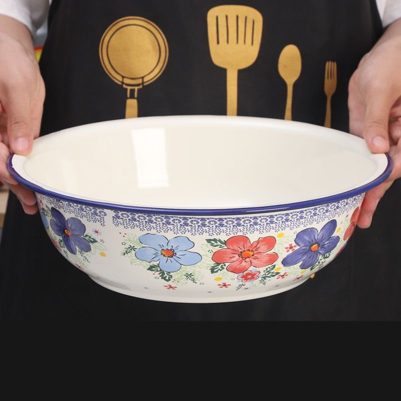 30公分珐琅搪瓷加深加厚盛夏卷边汤盆大面盆洗菜盆和面盆