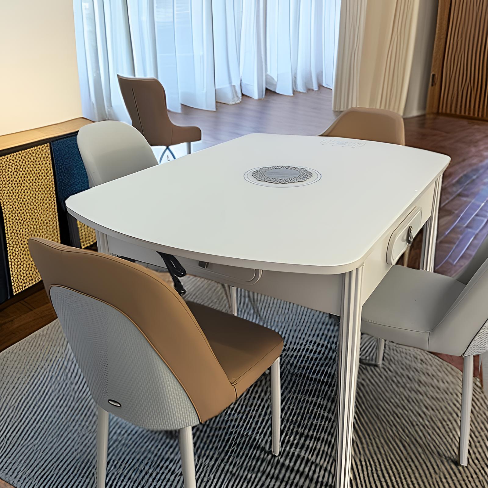 恒温带电磁炉实木餐桌麻将机