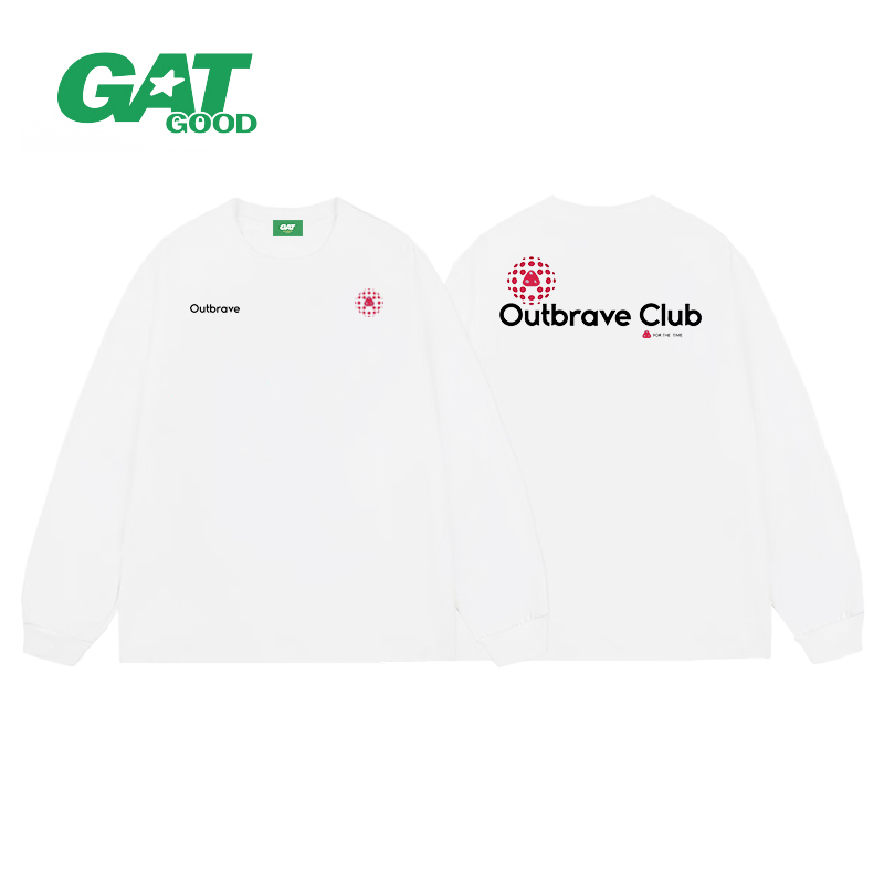 GAT（运动细胞）绿标秋冬款宽松男女同款纯棉重百搭磅潮牌长袖T恤