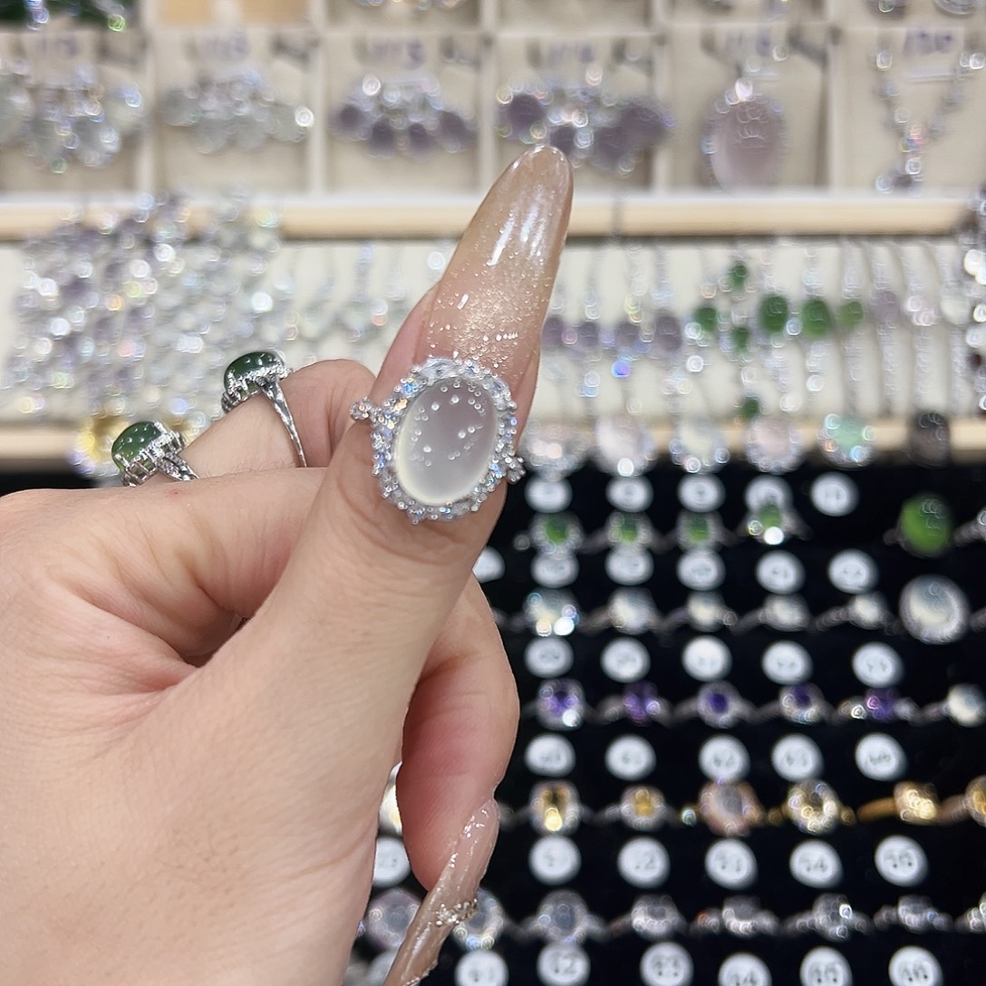 锅***人岫玉银S925镶嵌戒指