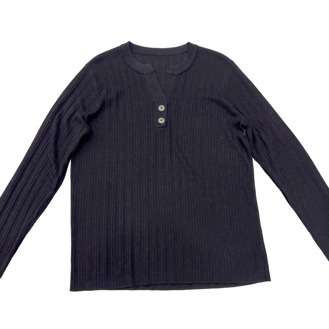 欧货黑色竖纹针织V领套头长袖针织衫女2025春季新款修身百搭上衣