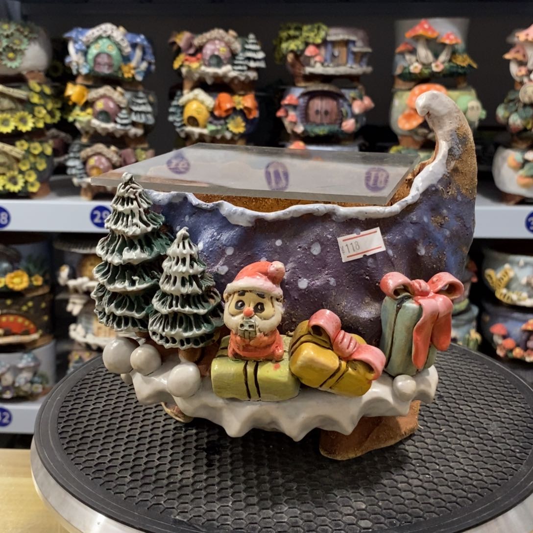 红陶是***ι白狐粗陶手捏花盆