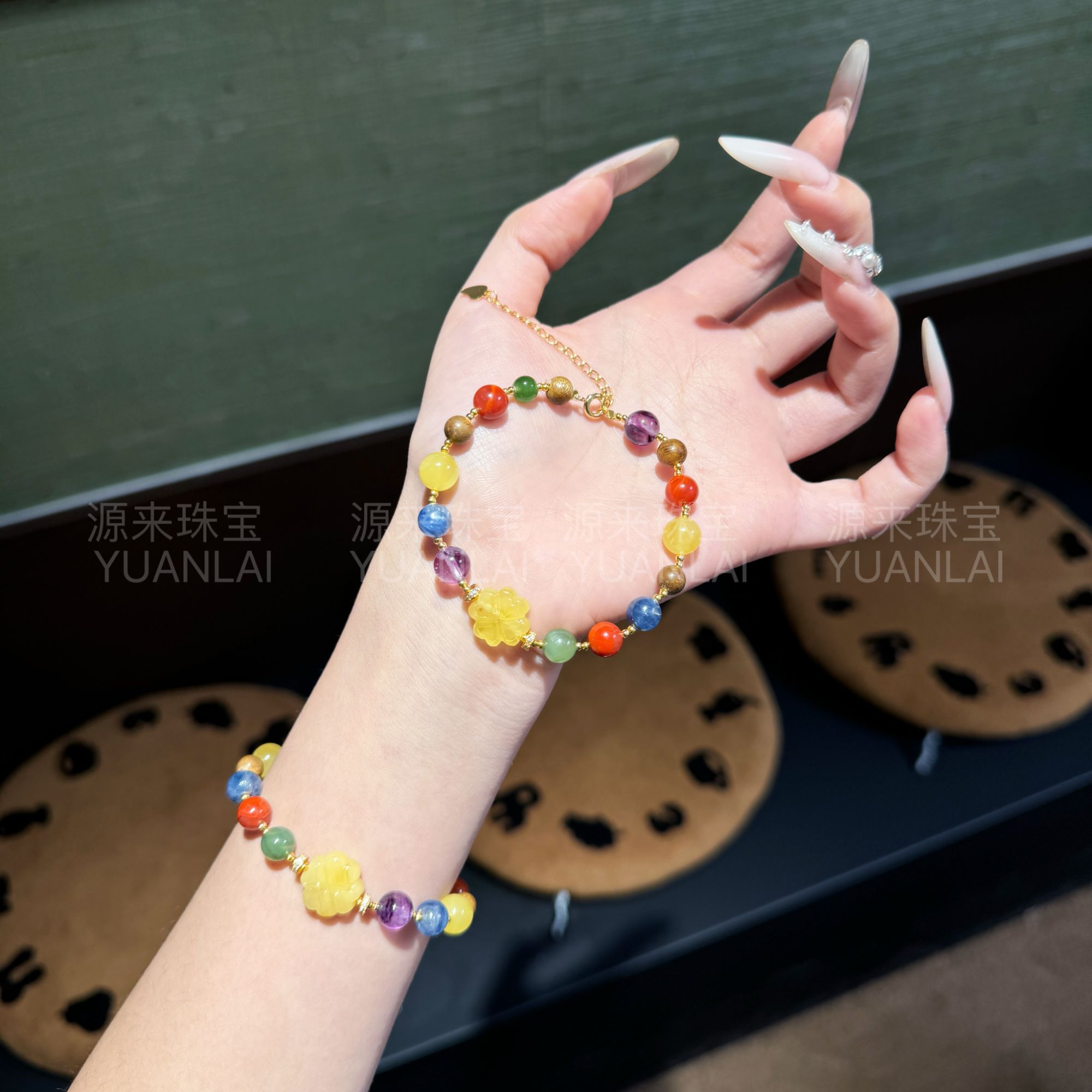 F*晴光彩串*蜜蜡南红紫水晶碧玉手串YL3193