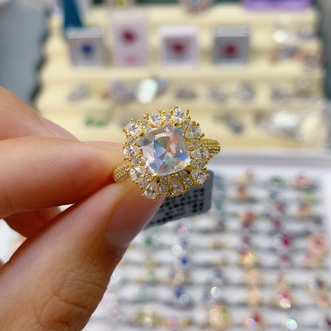 我***人戒指戒指银S925镶嵌月光石