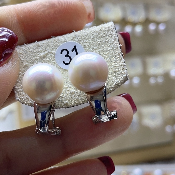 淡水珍珠耳饰银S925镶嵌