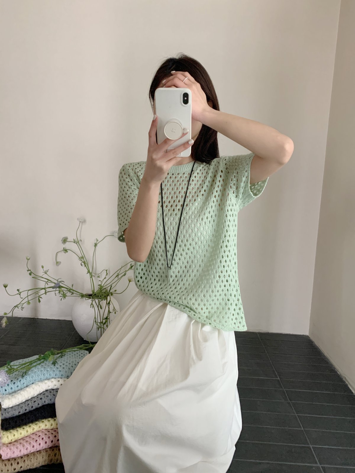 【素简.820171】夏款上新天爽亚麻洞洞清爽女装针织衫（5.15福利）