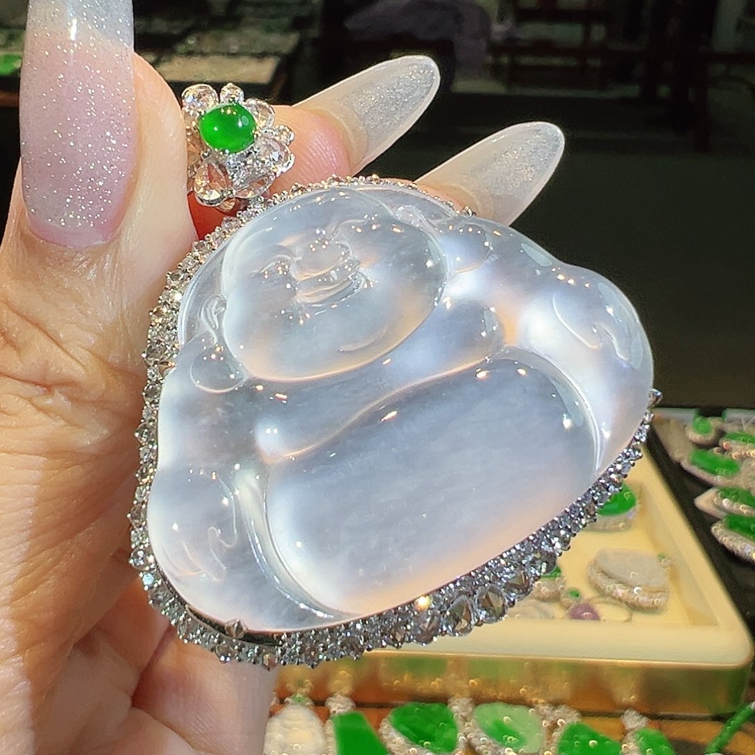 翡翠吊坠(不含链)18K金镶嵌翡翠