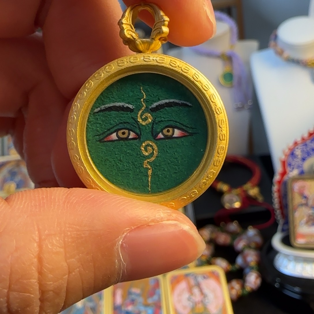 吊坠绿度母➕莲花热贡唐卡