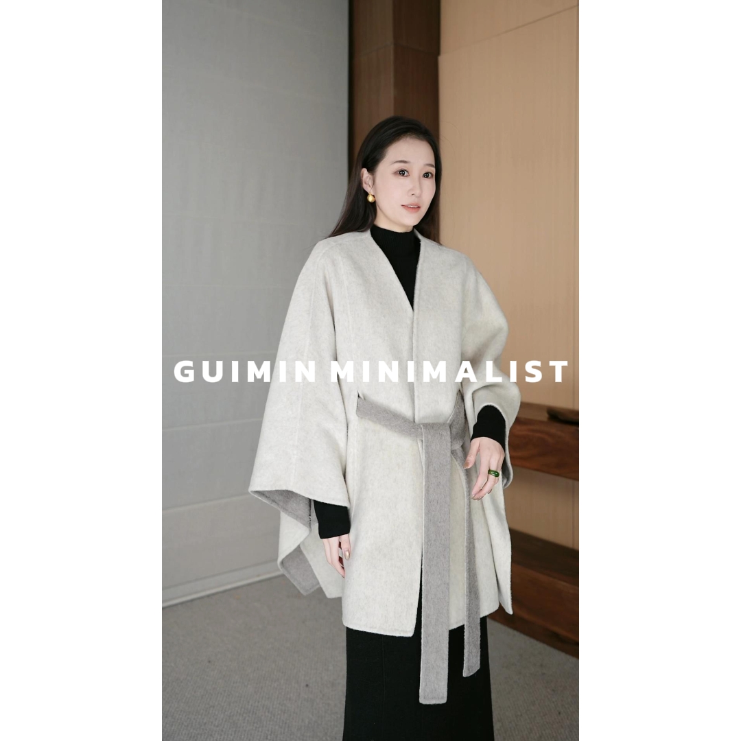 GUIMIN | 华琚·懿心 秋冬新款斗篷羊绒大衣  3508