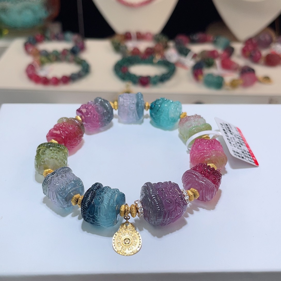 碧玺手链18K金镶嵌碧玺手链