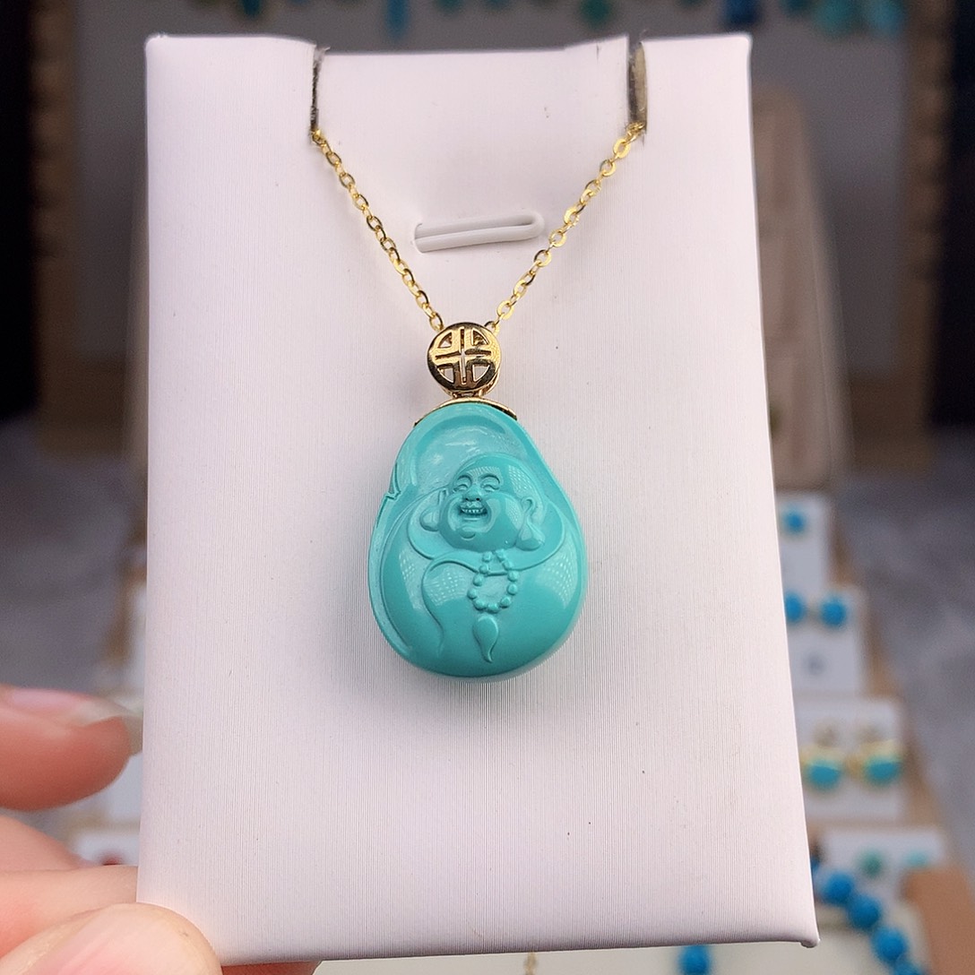 绿松石颈饰18K金镶嵌