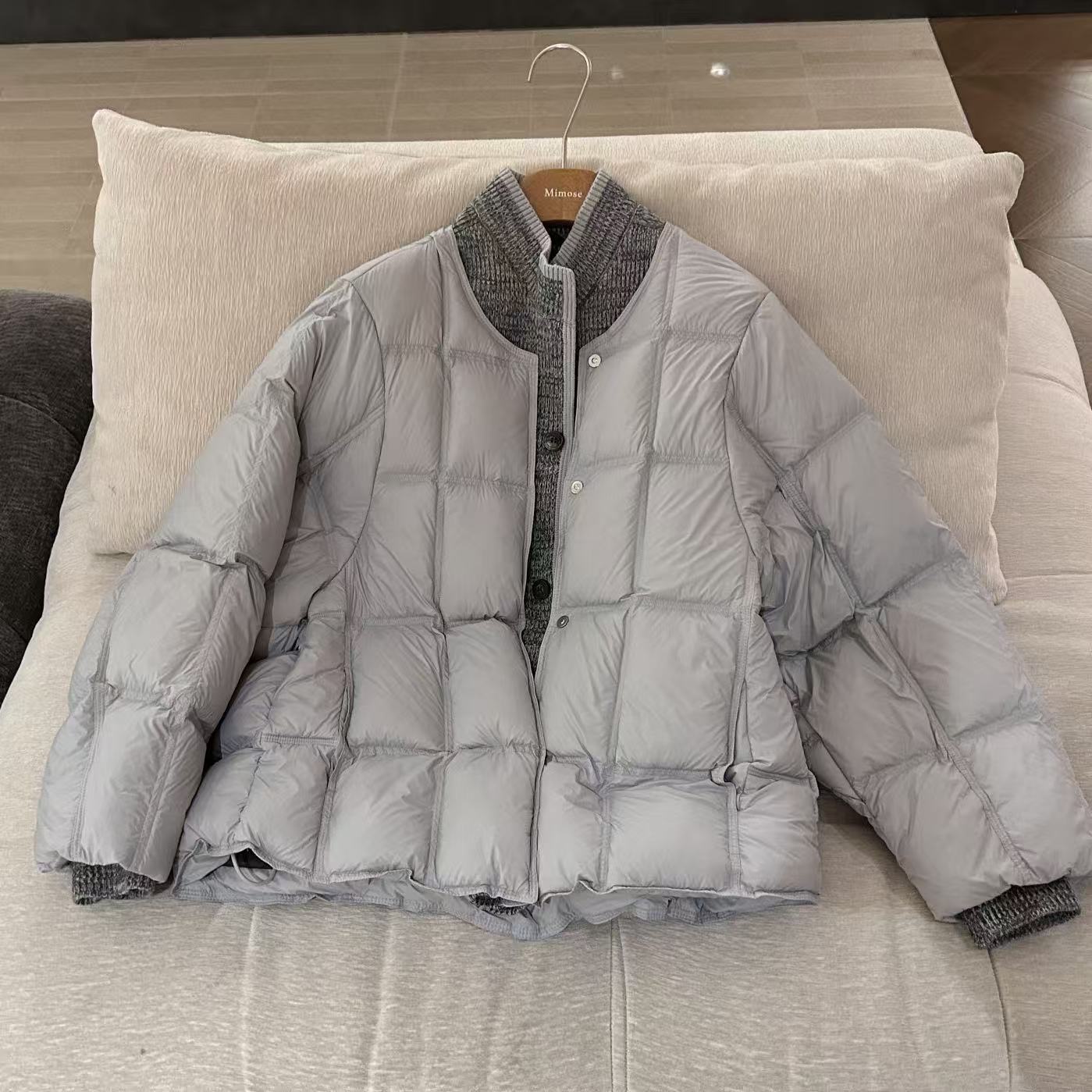 秋冬新款韩系简约气质假两件90白鸭绒羽绒服8207（前衣长64后67）