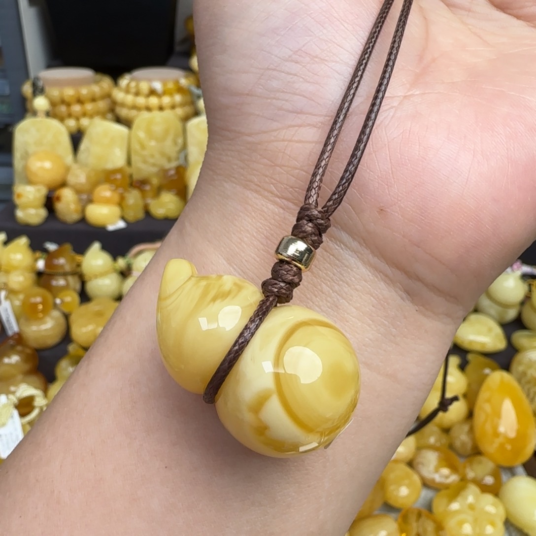 未镶嵌套链蜜蜡天然俄料溶洞妖花蜜蜡葫芦吊坠