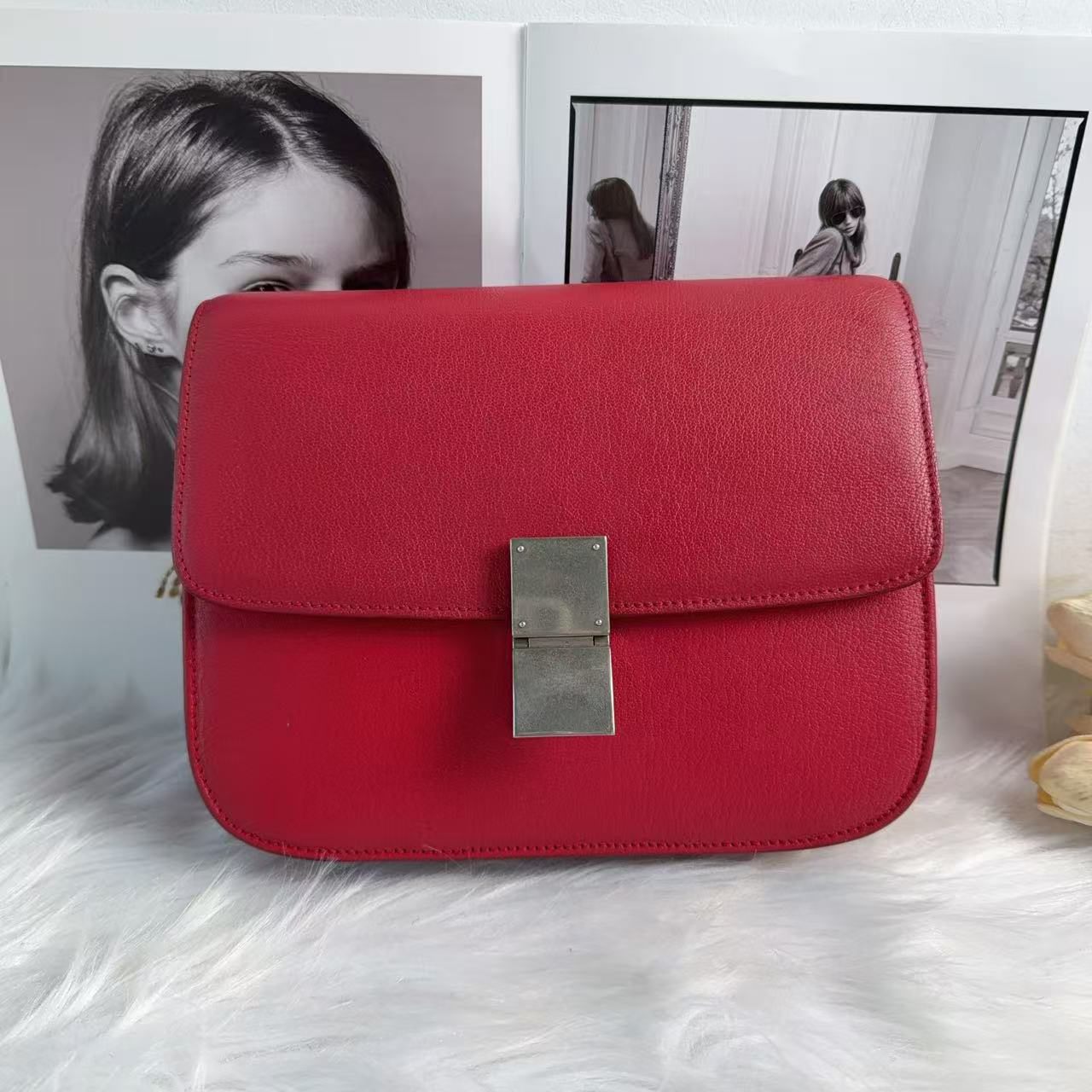 95新 Celine/思琳 思琳红色新年款box单肩包