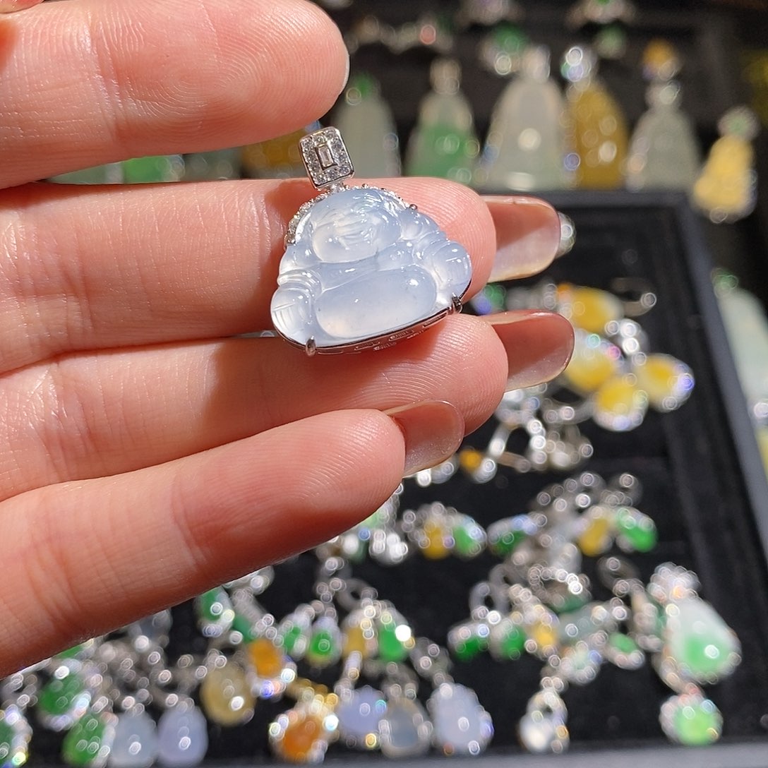 颈饰银S925镶嵌翡翠天然翡翠