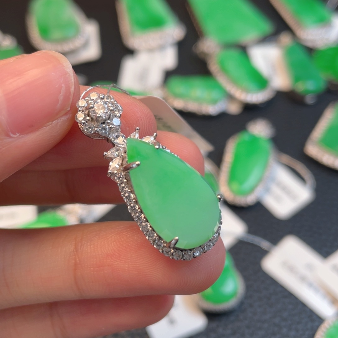 翡翠银S925镶嵌吊坠(不含链)